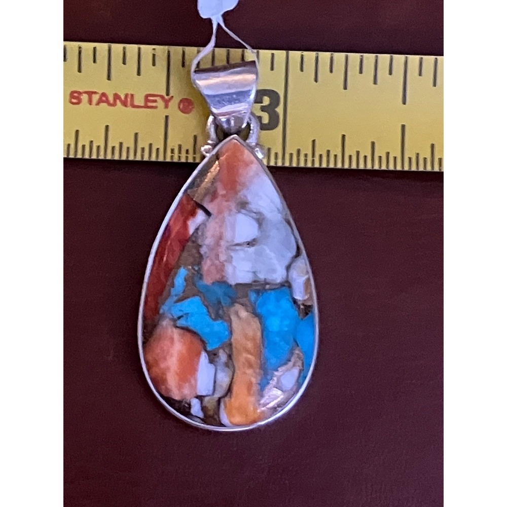 Beautiful NWT Spiny Oyster Turquoise set in 925 Pendant over 7 Grams - Picture 4 of 8